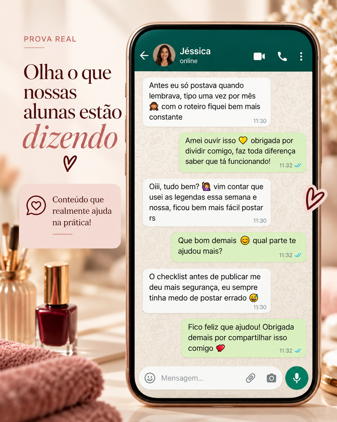 Print grande de depoimentos sobre a Agenda de Manicure